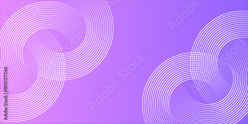 Abstract circle lines on pink and purple background. Geometric stripe line art design for poster, brochure, cover, website, header, web banner, presentation.