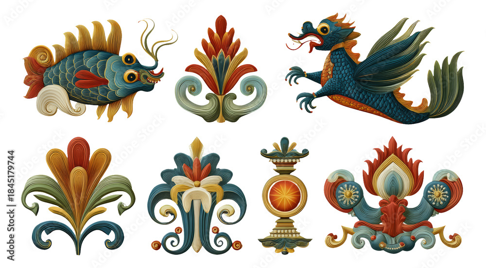 Obraz premium Colorful Dragon Dance Accessories for Celebrating the New Year Festival