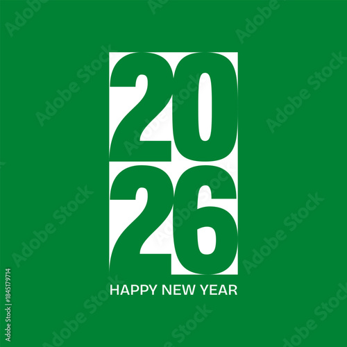 Happy New Year 2026 Modern Typography with Bold Numbers in Minimal Style