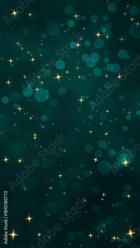 Green Background with Particles Vertical. Green holidays background illustration with dots and particles glitter, vertical format.
