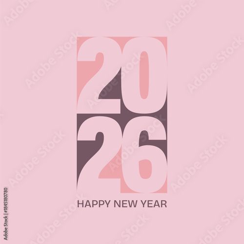 Happy New Year 2026 Modern Typography with Bold Numbers in Minimal Style