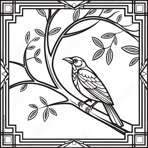 birds at tree silhouettes, Swallows on wires, a bird sitting on a branch with flowers in the background and a white background behind it, with a black and white drawing of a bird on the branch with a 