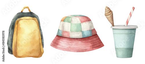 Individualism in Watercolor Illustration Featuring Accessories and Summer Essentials