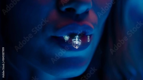 Open Mouth Emitting Light and Symbols