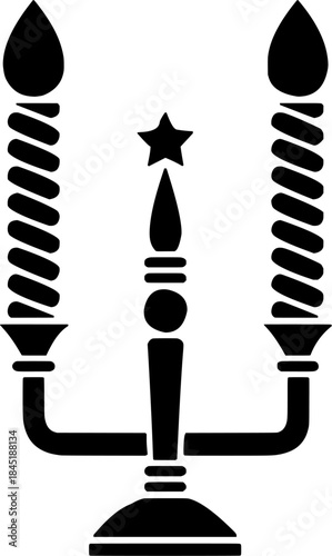 candelabra with burning candles silhouette icon vector for holiday lighting