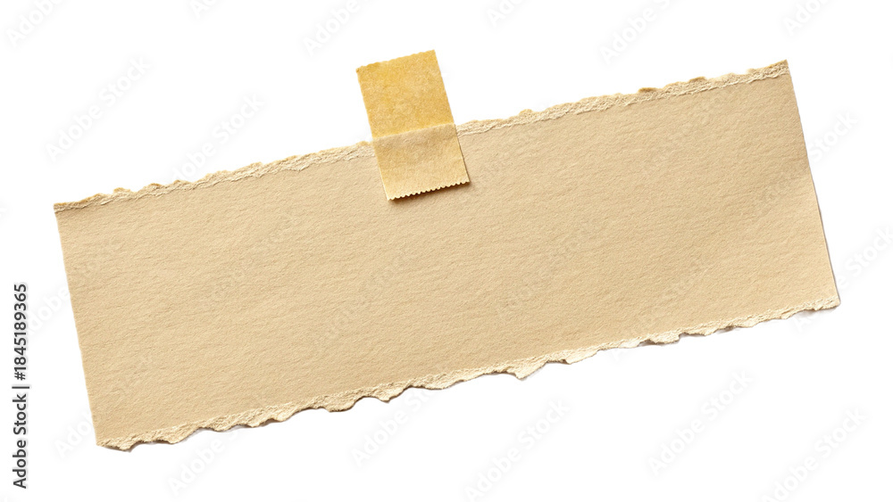 Roughly torn paper piece of textured brown paper with rough edges and ...