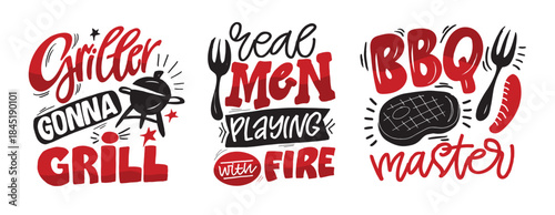 Funny hand drawn doodle lettering quote about Grill and BBQ. Lettering for t-shirt design, mug print, bag print, clothes fashion. 100% hand drawn vector image.
