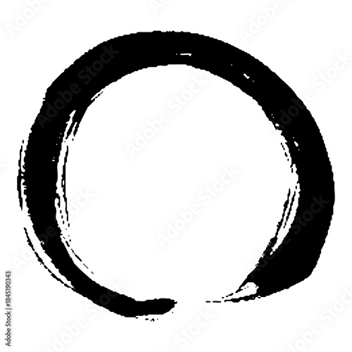 黒色の筆タッチの和風のあしらいのイラスト