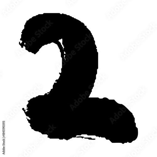 和風タッチの数字の2の筆文字素材