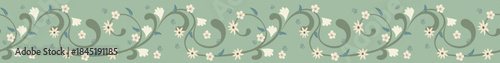 Vintage green floral seamless border pattern for frame and corner decoration.