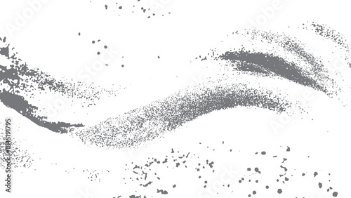 Abstract particle gradation background with soft grain and digital spray effect. Stipple wave flow texture in monochrome with gentle grain for creative design. 