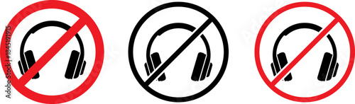 No headphones allowed symbol set three variations