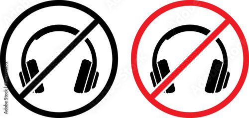 No headphones symbol in black and red