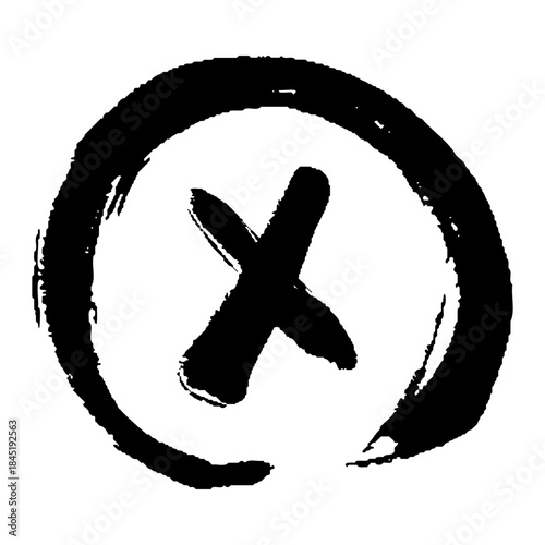 円内に配置した手描きのアルファベットのX