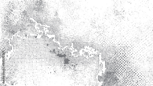 Vintage news print background with halftone texture and grungy white area for text. Organic grunge ink texture background with classic newspaper print look. 