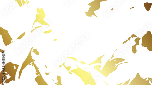 Golden distressed texture with cracks scuffs and ink spots for creative use. Grunge gold splatter texture on transparent background for overlay design. 