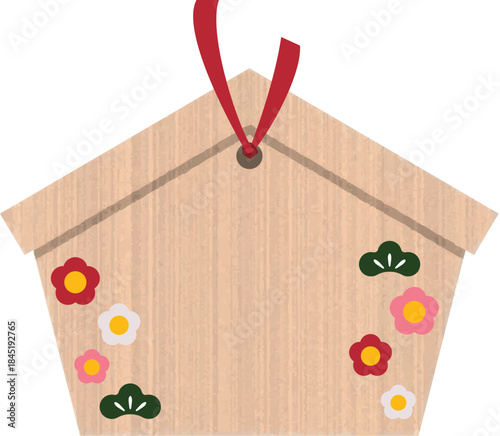 Simple and cute votive plaques Auspicious lucky charms, New Year's, New Year's card materials / シンプルでかわいい絵馬 めでたい縁起物 お正月 年賀状素材