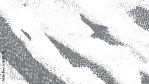 Soft grain texture with flowing stipple pattern and subtle halftone dots background. Abstract monochrome gradient surface with stipple wave flow for collage design. 