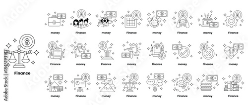 A collection of symbols and words that are related to finance