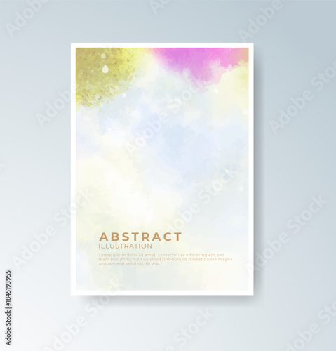 Cards with watercolor background. Design for your cover, date, postcard, banner, logo.