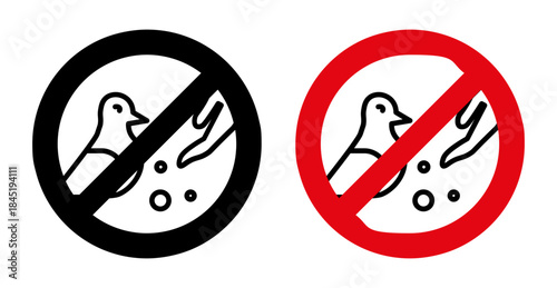 Do not feed birds signs collection Silhouette flat icon design element.