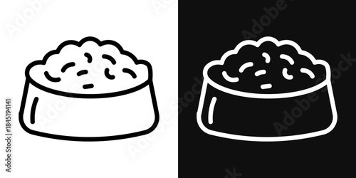 Dog feeding icons - editable stroke vector illustration