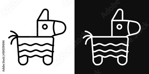 Donkey pinata icons - editable stroke vector illustration