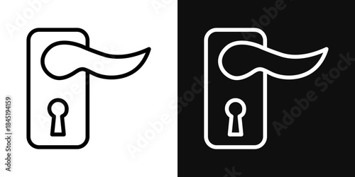 Door handle icons - editable stroke vector illustration