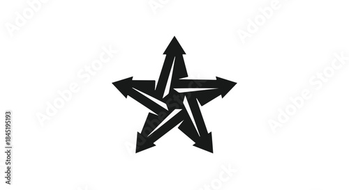 Abstract star shape formed by interconnected arrows pointing outwards, symbolizing direction and unity.
