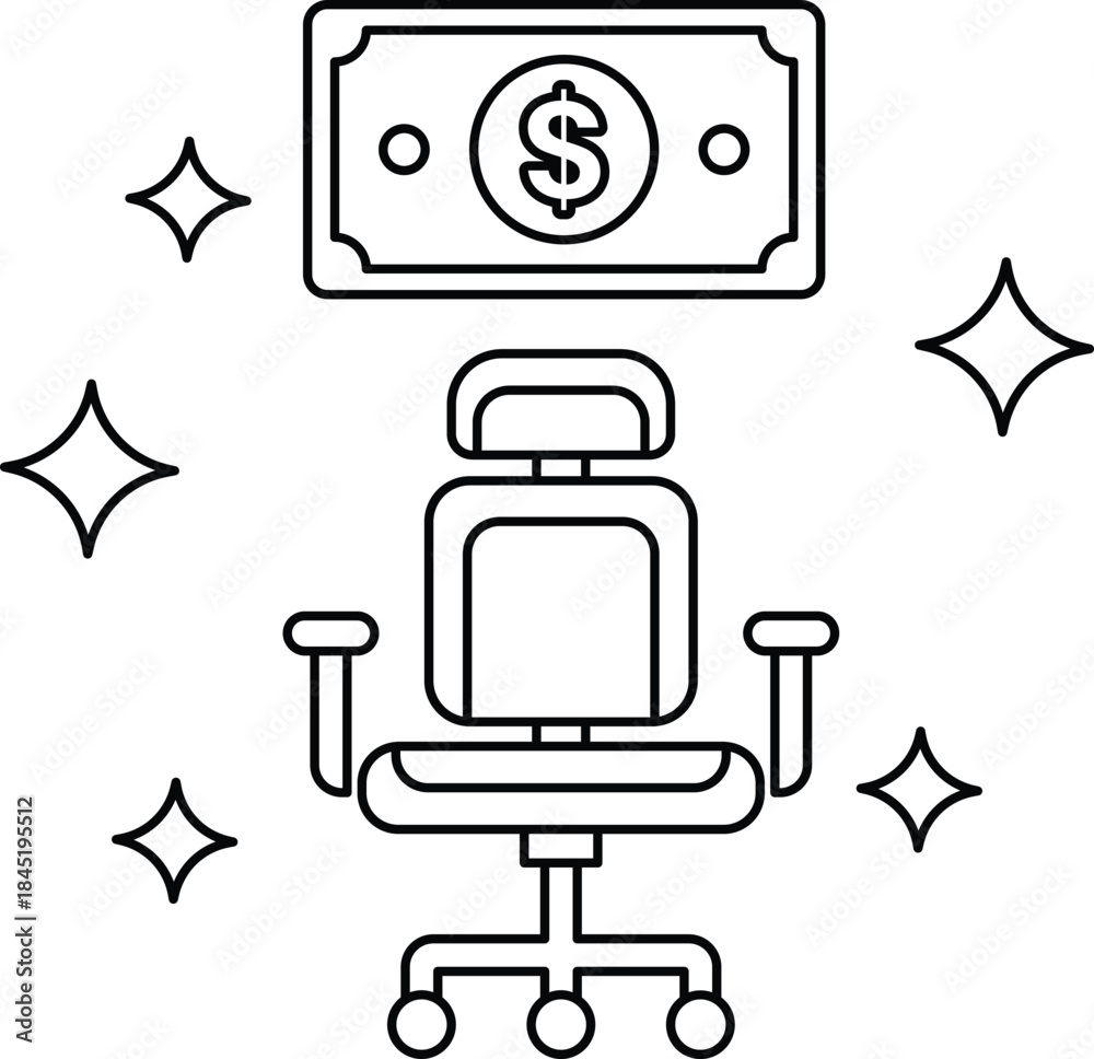 Naklejka premium A chair with a dollar bill on top of it