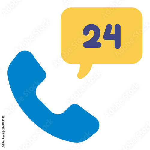 24 hour customer service flat icon