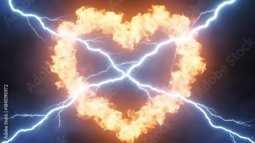 Flaming Heart with Lightning 