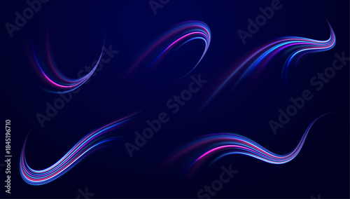 Road color line swirl light motion traffic speed city night.
