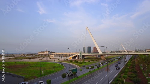 Alger the capital city of Algeria, North Africa, city centre of Algiers, the capital of Algeria, Landscape of Algiers city With port and mediterranean sea and white buildings, Arab Maghreb Africa.