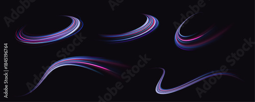 Swirl line color road light motion traffic speed night city.
