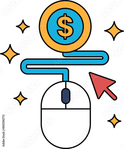 A mouse is pointing to a dollar sign