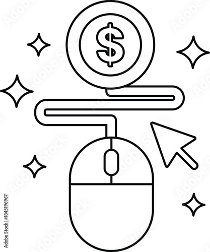 A mouse is pointing to a dollar sign