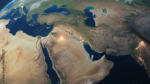 Satellite View of Middle East and Surrounding Regions