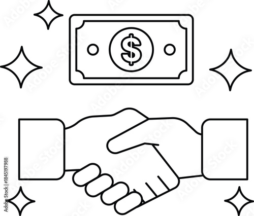 A dollar bill is being exchanged between two people