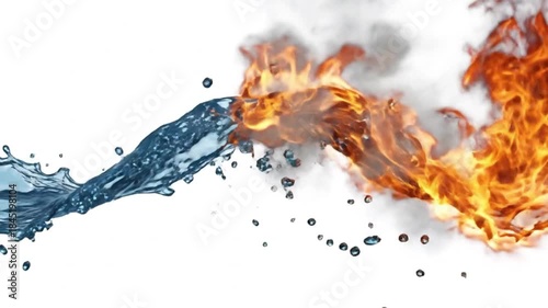 Water and fire splash flames colliding