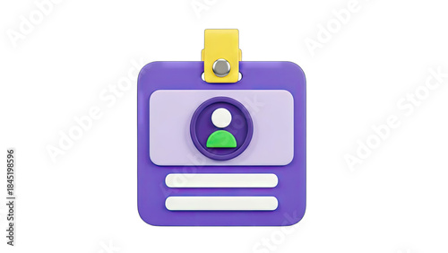 3D ID Card Icon on White Background