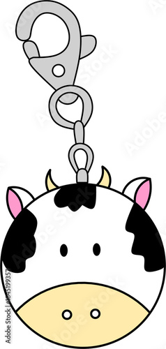Cute Cartoon Cow Head Keychain 