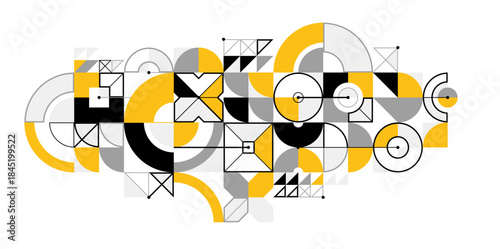 Abstract vector geometric background, tech engineering look like shapes and lines composition, mechanical engine industry style, modular mosaic isolated.