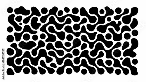 Abstract black and white organic shapes forming a dense flowing pattern