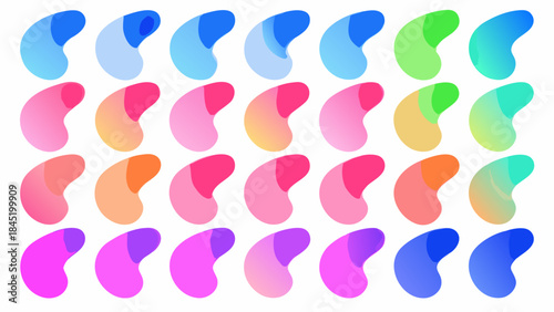 An array of colorful rounded shapes displaying a gradient effect
