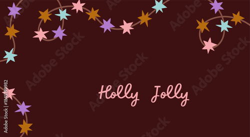 Christmas banner background with star garland and greeting typography. Festiv...