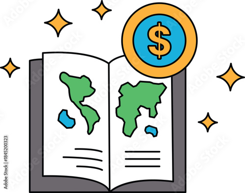 A book with a dollar sign on top of it