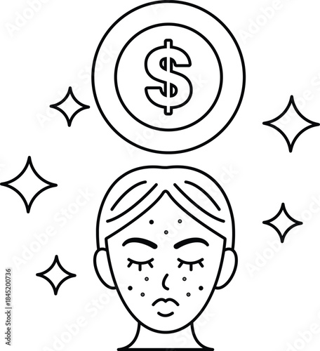 A woman with a dollar sign on her head