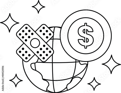 A dollar sign is on top of a dollar bill