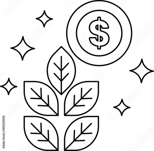 A leafy tree with a dollar sign in the middle